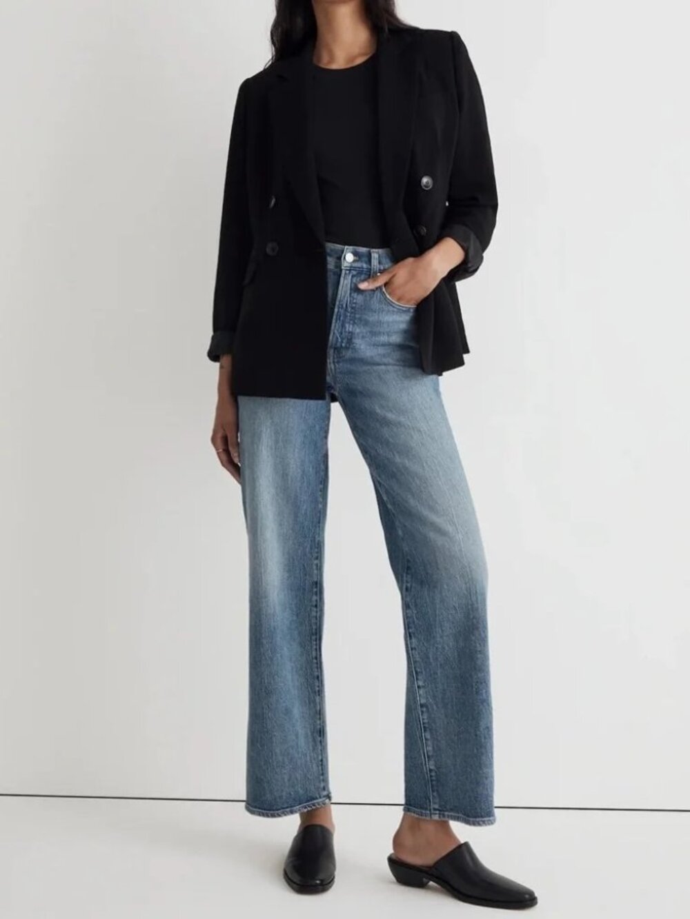 MADEWELL Perfect Vintage Wide Leg Denim Jean Heathcoate Wash Sz 25